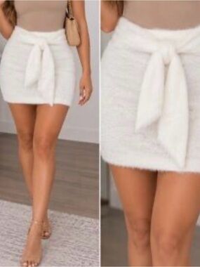 Promesa White Tie-Front Mini Skirt